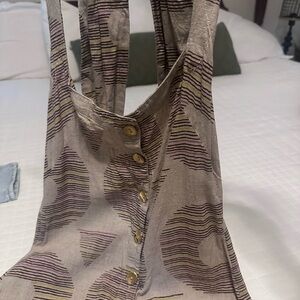 Anthropologie Backless Dress in Taupe and Purple